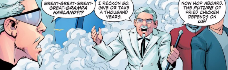 Illustration for article titled DC’s New KFC Comic Turns Colonel Sanders Into Fried Chicken Jesus